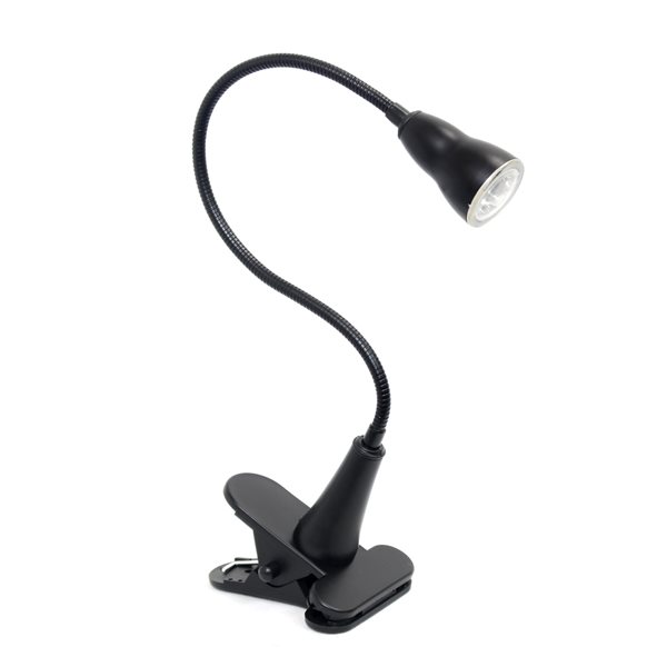 Simple Designs 22.75-in Adjustable Black On/Off Switch Clip Desk Lamp with Metal Shade