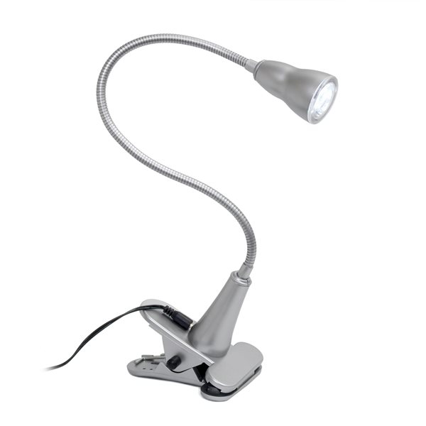 Simple Designs 22.75-in Adjustable Silver On/Off Switch Clip Desk Lamp with Metal Shade