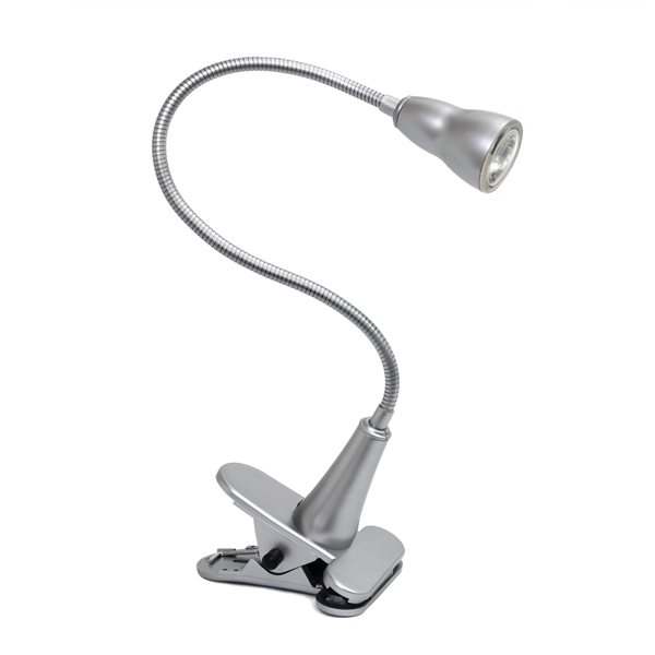 Simple Designs 22.75-in Adjustable Silver On/Off Switch Clip Desk Lamp with Metal Shade