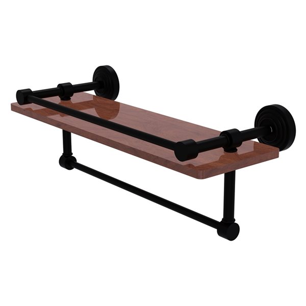 Allied Brass Waverly Place Matte Black Wood Wall Mount Bathroom Shelf