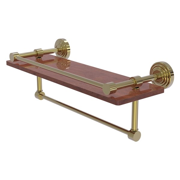 Allied Brass Waverly Place 1-Tier Wood Wall Mount Bathroom Shelf in Unlacquered Brass