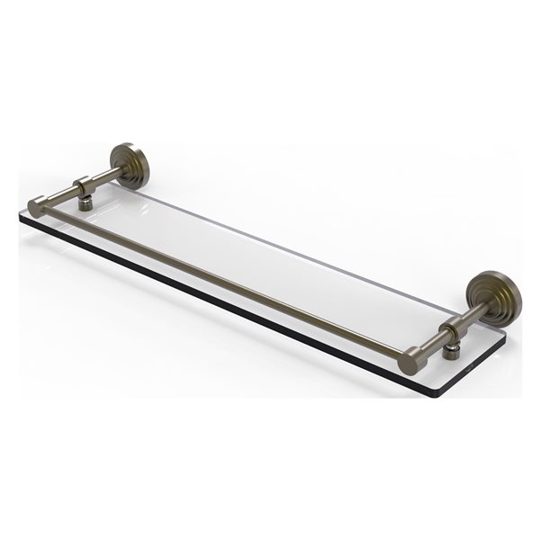 Allied Brass Waverly Place Antique Brass 1-Tier Glass Wall Mount Bathroom Shelf