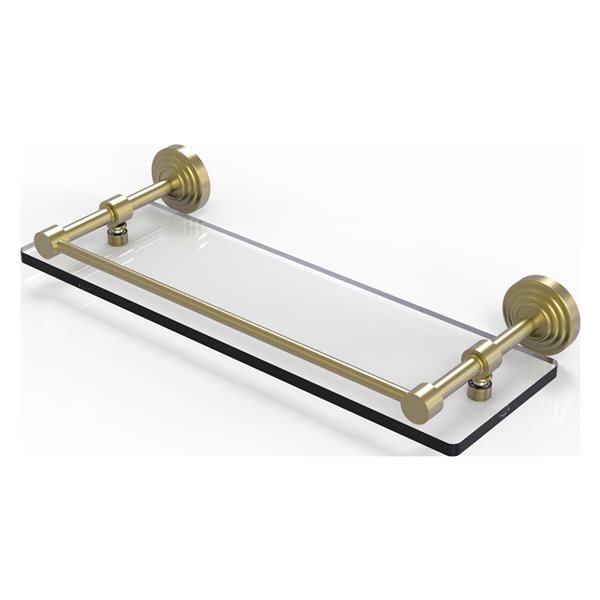 Allied Brass Waverly Place Satin Brass Glass 1-Tier Wall Mount Bathroom Shelf