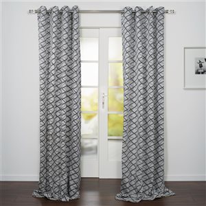 Starlite Lugano 95-in Black and White Polyester Light Filtering Single Curtain Panel