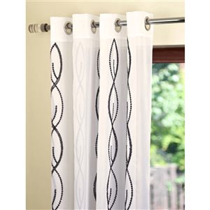 Starlite Zina 95-in White and Black Polyester Light Filtering Single Curtain Panel