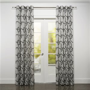 Starlite Riva 95-in Black and White Polyester Light Filtering Single Curtain Panel