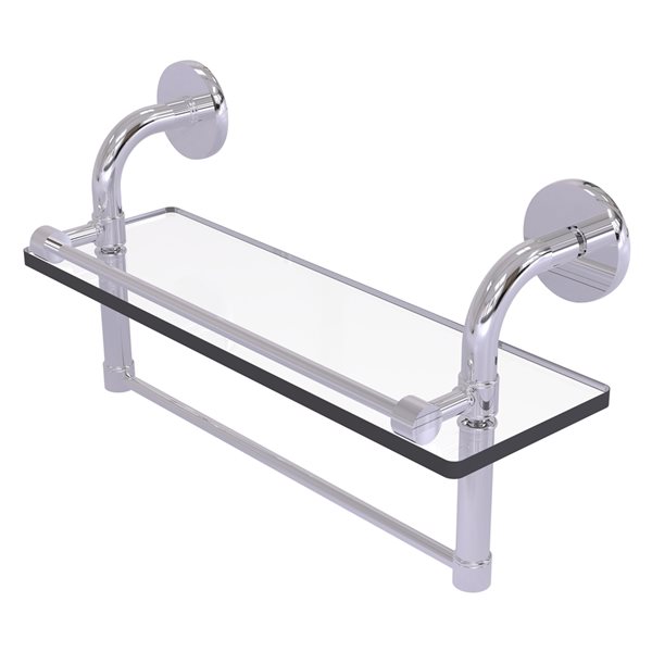 Remi Collection 16 Inch Gallery Glass Shelf with Towel Bar