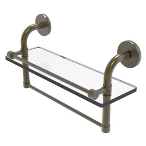 Étagère en verre Remi avec rail de galerie et barre à serviettes de 16 po