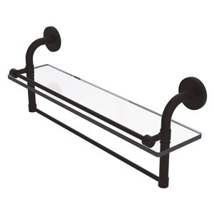 Étagère en verre Remi avec rail de galerie et barre à serviettes de 22 po