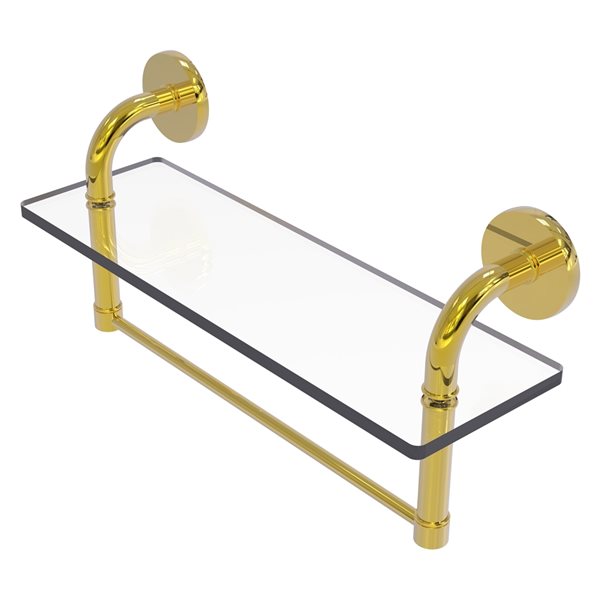 Remi Collection 16 Inch Glass Vanity Shelf with Integrated Towel Bar