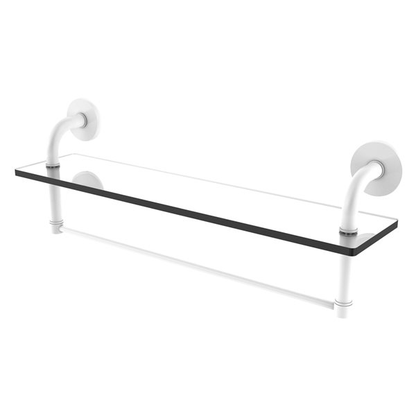 Remi Collection 22 Inch Glass Vanity Shelf with Integrated Towel Bar