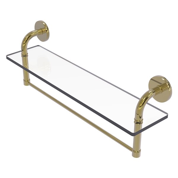 Remi Collection 22 Inch Glass Vanity Shelf with Integrated Towel Bar