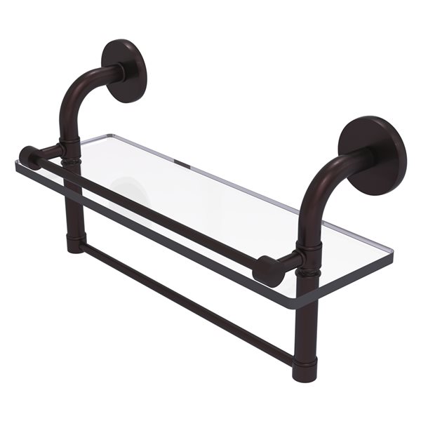 Remi Collection 16 Inch Gallery Glass Shelf with Towel Bar