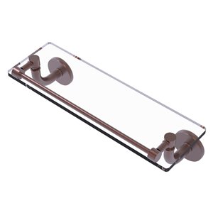 Étagère en verre Remi de meuble-lavabo avec rail de galerie de 16 po