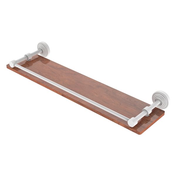 Allied Brass Waverly Place Matte White 22-in Solid IPE Ironwood Bathroom Shelf with Gallery Rail