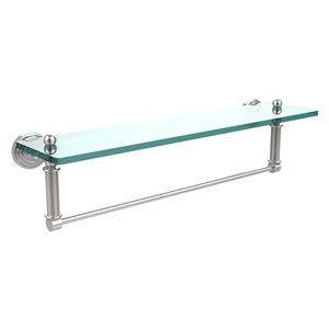 Allied Brass Waverly Place Polished Chrome 22-in Glass Vanity Bathroom Shelf with Integrated Towel Bar