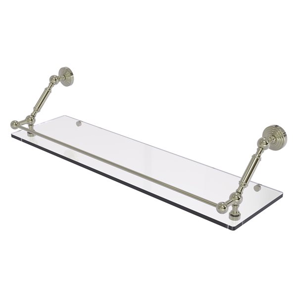 Allied Brass Waverly Place Polished Nickel 30-in Floating Glass Bathroom Shelf with Gallery Rail