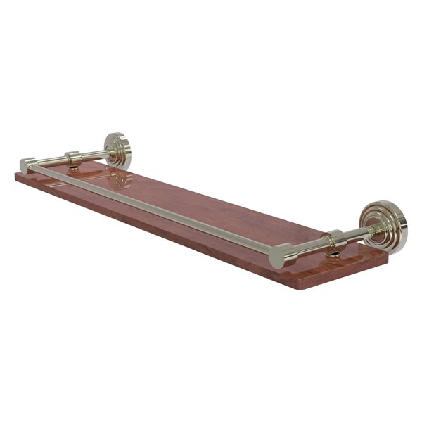 Allied Brass Waverly Place Polished Nickel 22-in Solid IPE Ironwood Bathroom Shelf with Gallery Rail