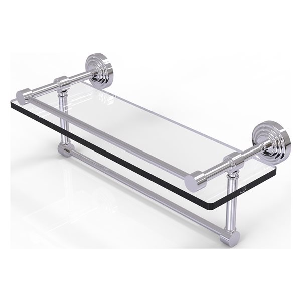 Bathroom glass shelf with deals towel bar chrome