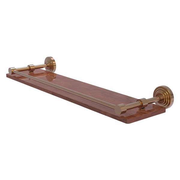 Allied Brass Waverly Place Brushed Bronze 22-in Solid IPE Ironwood Bathroom Shelf with Gallery Rail