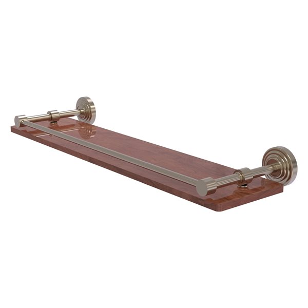Allied Brass Waverly Place Antique Pewter 22-in Solid IPE Ironwood Bathroom Shelf with Gallery Rail