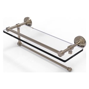 Allied Brass Waverly Place Antique Pewter 16-in Gallery Glass Shelf with Paper Towel Holder