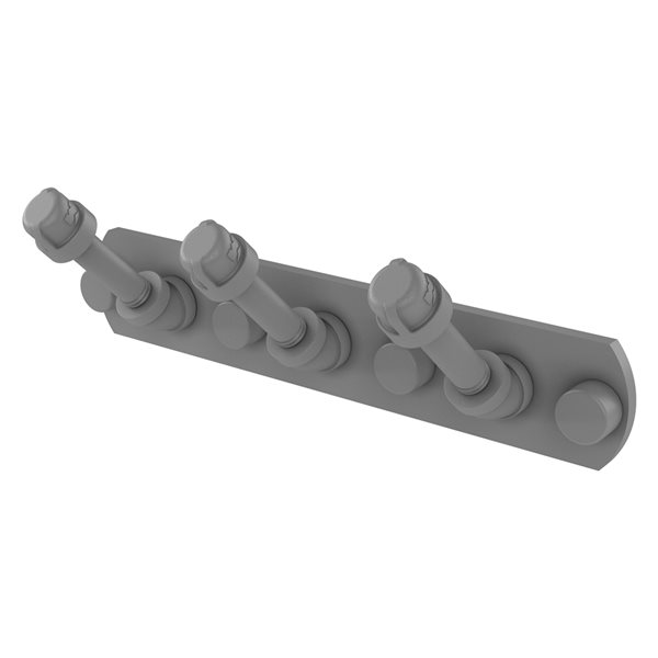 Allied Brass Pipeline 3-Hook Matte Grey Towel Hook