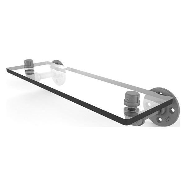 Allied Brass Pipeline 16-in Matte Grey 1-Tier Glass Wall Mount Bathroom Shelf