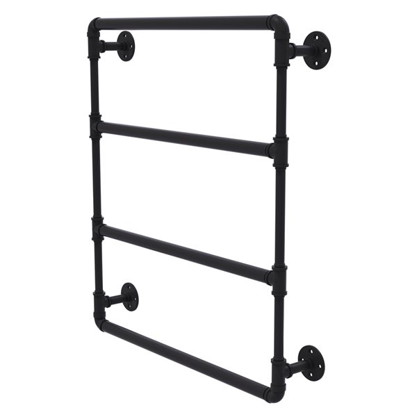 Allied Brass Pipeline 30-in 4-Bar Matte Black Wall Mount Towel Rack
