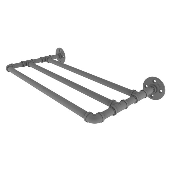 Allied Brass Pipeline 18-in 3-Bar Matte Grey Wall Mount Towel Rack