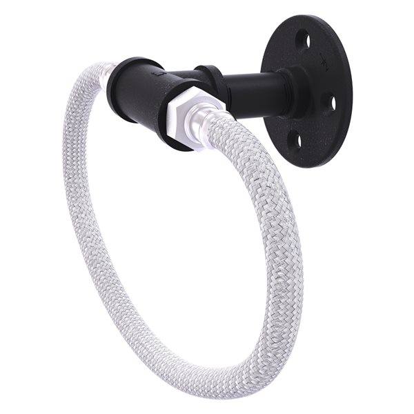 Allied Brass Pipeline Matte Black Wall Mount Towel Ring