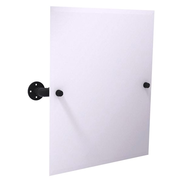 Allied Brass Pipeline 24.5-in Matte Black Rectangular Frameless Bathroom Mirror