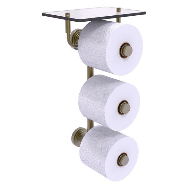 Allied Brass Waverly Place 3-Roll Toilet Paper Holder with Glass Shelf ...