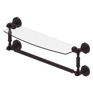 Allied Brass Waverly Place Collection 18-in Glass Vanity Shelf with Integrated Towel Bar - Antique Bronze