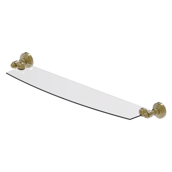 Allied Brass Waverly Place 24-in Glass Shelf - Unlacquered Brass