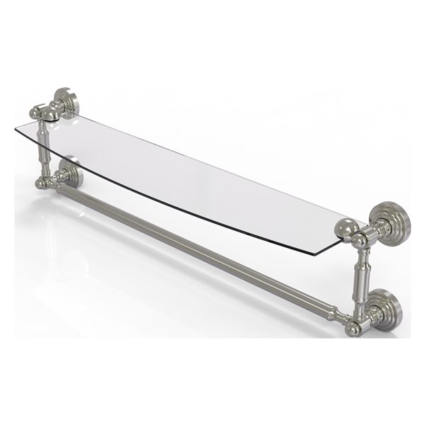 Allied Brass Waverly Place Collection 24-in Glass Vanity Shelf with  Integrated Towel Bar - Satin Nickel