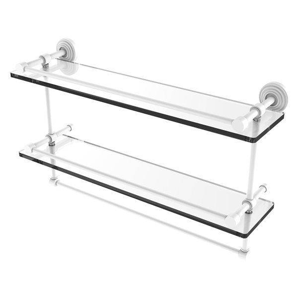 Waverly Place Collection Paper Towel Holder with 22 Inch Glass Shelf in  Unlacquered Brass