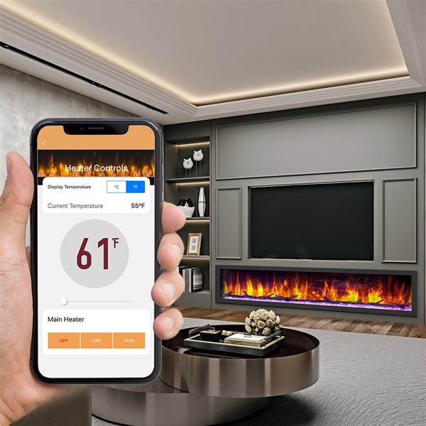 Dynasty Fireplaces 82.5-in Black Smart Control Electric Fireplace