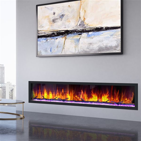 Dynasty Fireplaces 82.5-in Black Smart Control Electric Fireplace