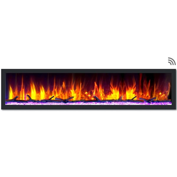 Dynasty Fireplaces 82.5-in Black Smart Control Electric Fireplace