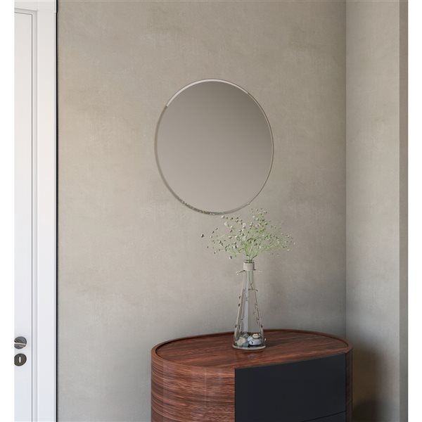 A&E Bath & Shower Cairo 24-in Round Frameless Bathroom Mirror