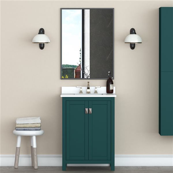 A&E Bath & Shower Prime 24-in Black Rectangular Bathroom Mirror