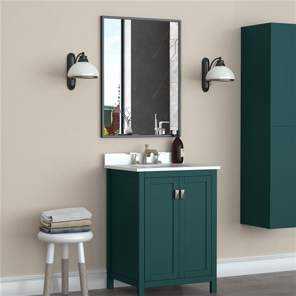 A&E Bath & Shower Prime 24-in Black Rectangular Bathroom Mirror