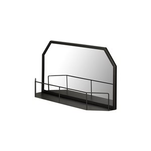 A&E Bath & Shower Cosby Rectangular Black Framed Wall Mirror with 1-Shelf