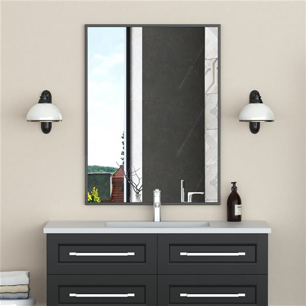 Miroir Prime rectangulaire de 30 po pour salle de bains par A&E Bath and Shower, noir