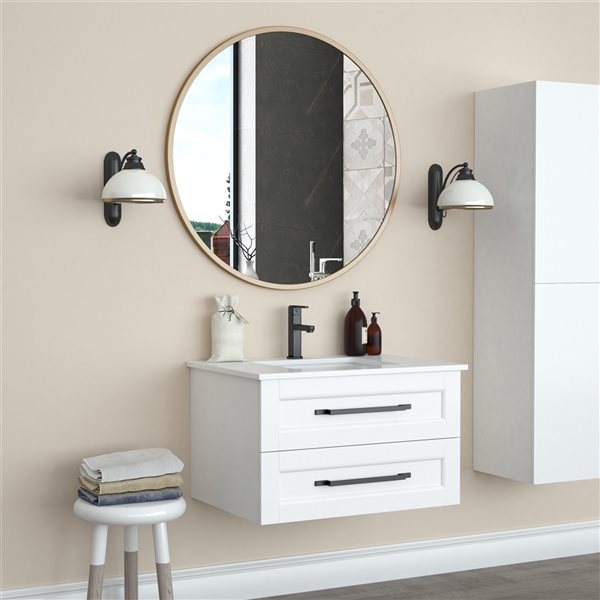 Miroir Halcyon circulaire de 36 po pour salle de bains par A&E Bath and Shower, doré