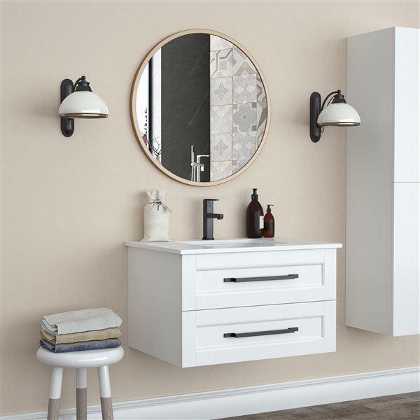 Miroir Halcyon circulaire de 28 po pour salle de bains par A&E Bath and Shower, doré