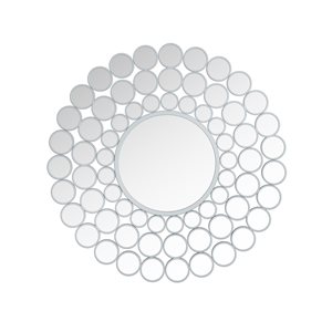 A&E Bath & Shower Fedora 38-in L x 38-in W Round Silver Framed Wall Mirror