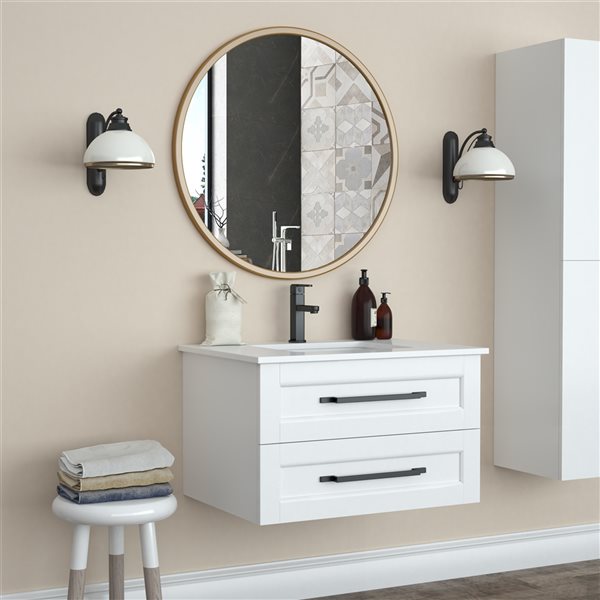 Miroir Halcyon circulaire de 32 po pour salle de bains par A&E Bath and Shower, doré