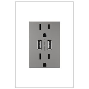 Legrand adorne Magnesium Grey 15 A Decorator Tamper Resistant Residential Outlet